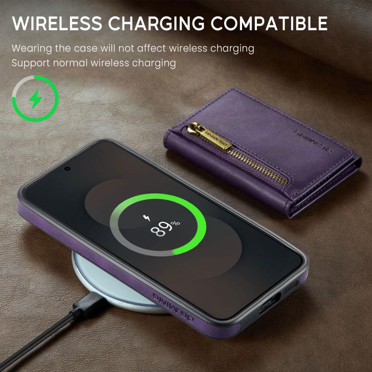 For Samsung Galaxy S25 FE 5G DG.MING M5 Series Zip RFID Multi Card Detachable Leather Phone Case