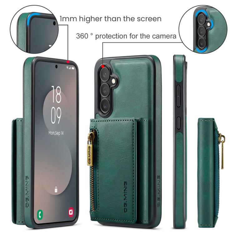 For Samsung Galaxy S25 FE 5G DG.MING M5 Series Zip RFID Multi Card Detachable Leather Phone Case