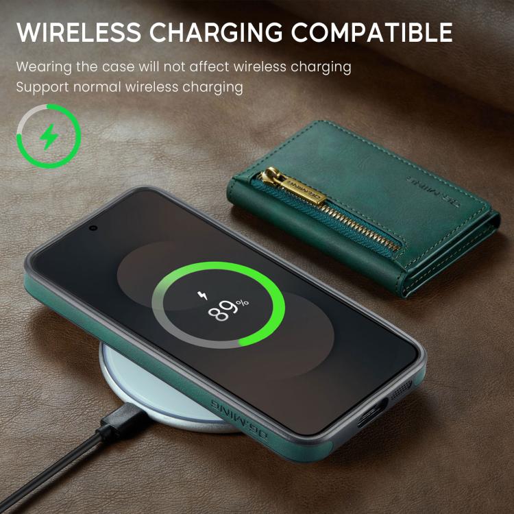 For Samsung Galaxy S25 FE 5G DG.MING M5 Series Zip RFID Multi Card Detachable Leather Phone Case