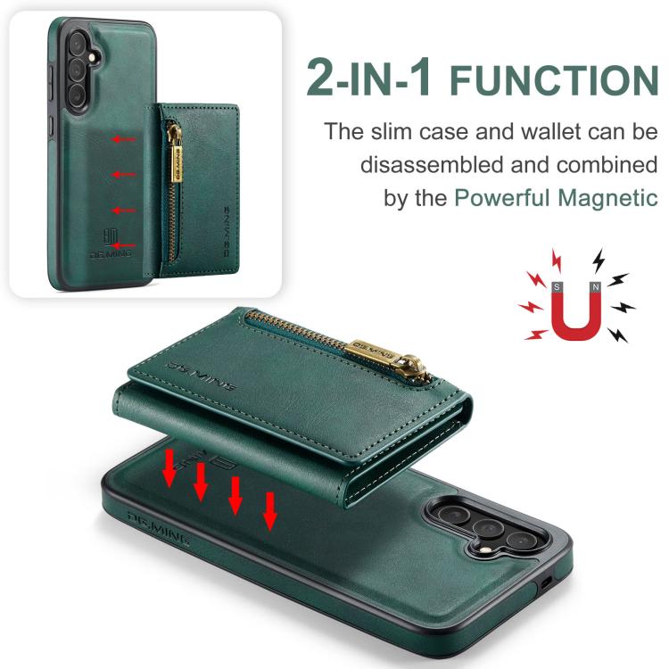 For Samsung Galaxy S25 FE 5G DG.MING M5 Series Zip RFID Multi Card Detachable Leather Phone Case