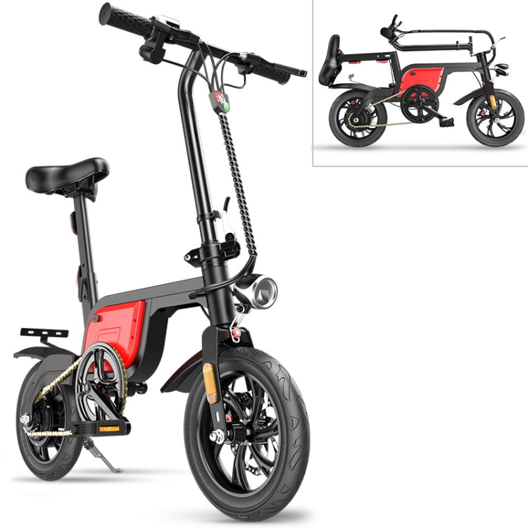 IPX5 Waterproof Foldable Electric Bicycle Adult Small Electric Bicycle with Three Riding Modes & 5AH Lithium Battery(Red)
