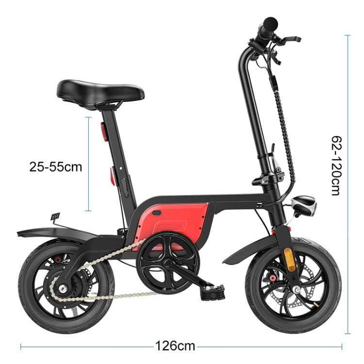 IPX5 Waterproof Foldable Electric Bicycle Adult Small Electric Bicycle with Three Riding Modes & 5AH Lithium Battery(Red)