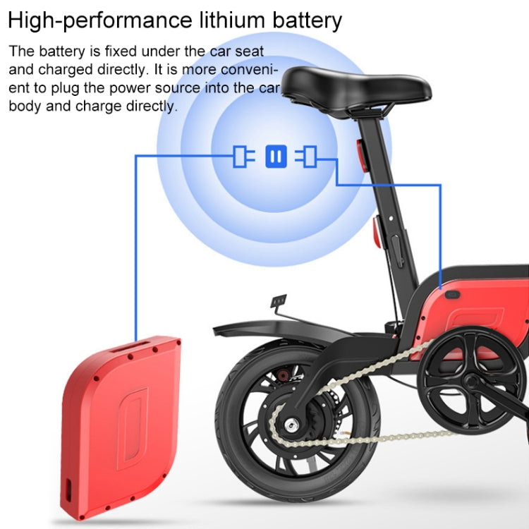 IPX5 Waterproof Foldable Electric Bicycle Adult Small Electric Bicycle with Three Riding Modes & 5AH Lithium Battery(Red)