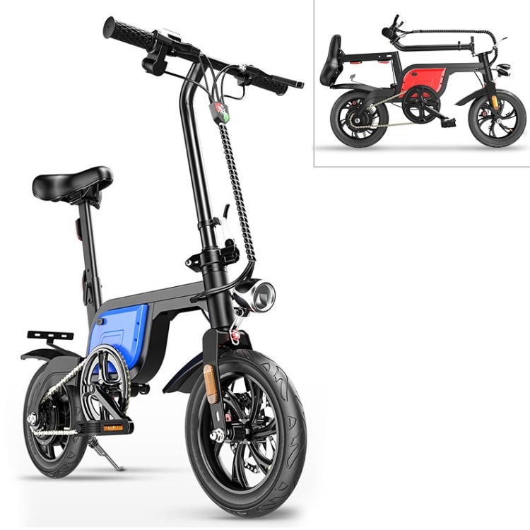 IPX5 Waterproof Foldable Electric Bicycle Adult Small Electric Bicycle with Three Riding Modes & 8AH Lithium Battery(Blue)