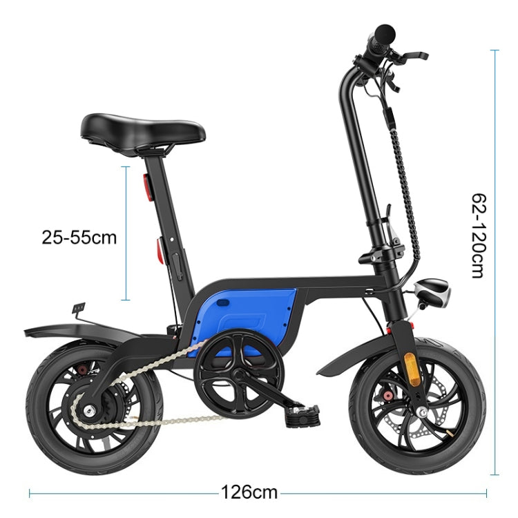 IPX5 Waterproof Foldable Electric Bicycle Adult Small Electric Bicycle with Three Riding Modes & 8AH Lithium Battery(Blue)