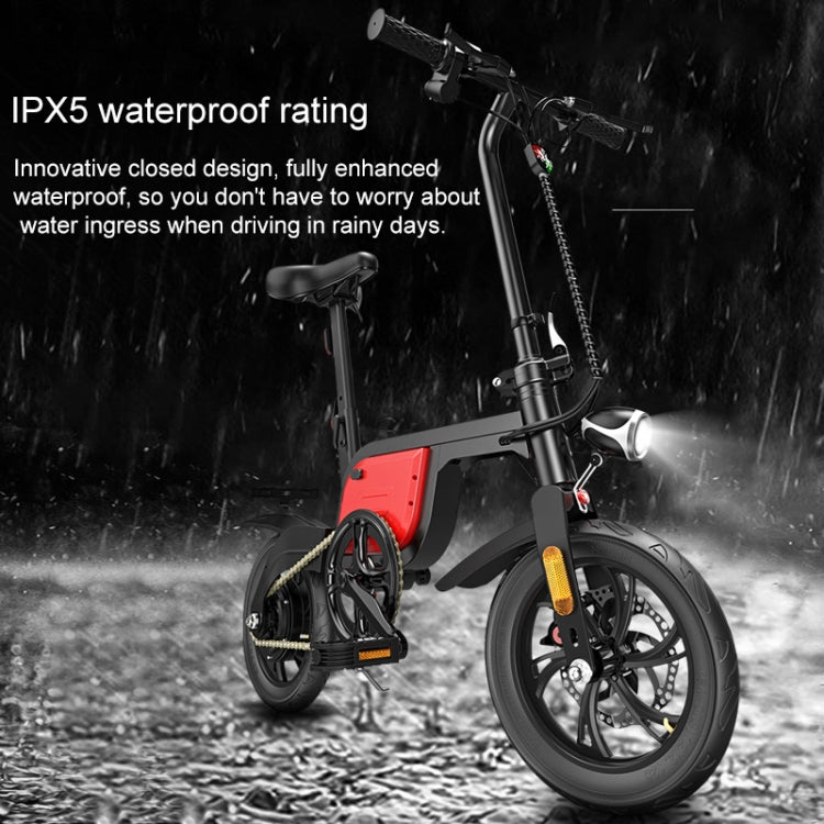 IPX5 Waterproof Foldable Electric Bicycle Adult Small Electric Bicycle with Three Riding Modes & 10.4AH Lithium Battery(Red)