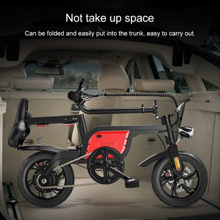 IPX5 Waterproof Foldable Electric Bicycle Adult Small Electric Bicycle with Three Riding Modes & 10.4AH Lithium Battery(Red)