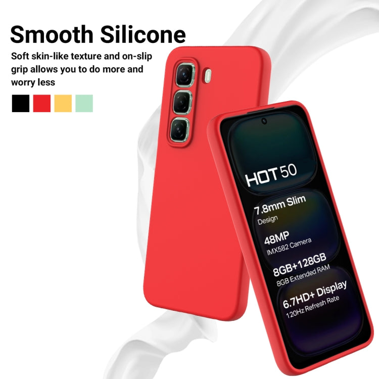 For Infinix Hot 50 4G Solid Color Liquid Silicone Dropproof Full Coverage Phone Case