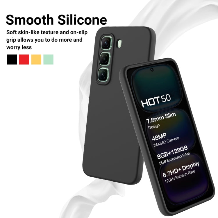 For Infinix Hot 50 4G Solid Color Liquid Silicone Dropproof Full Coverage Phone Case