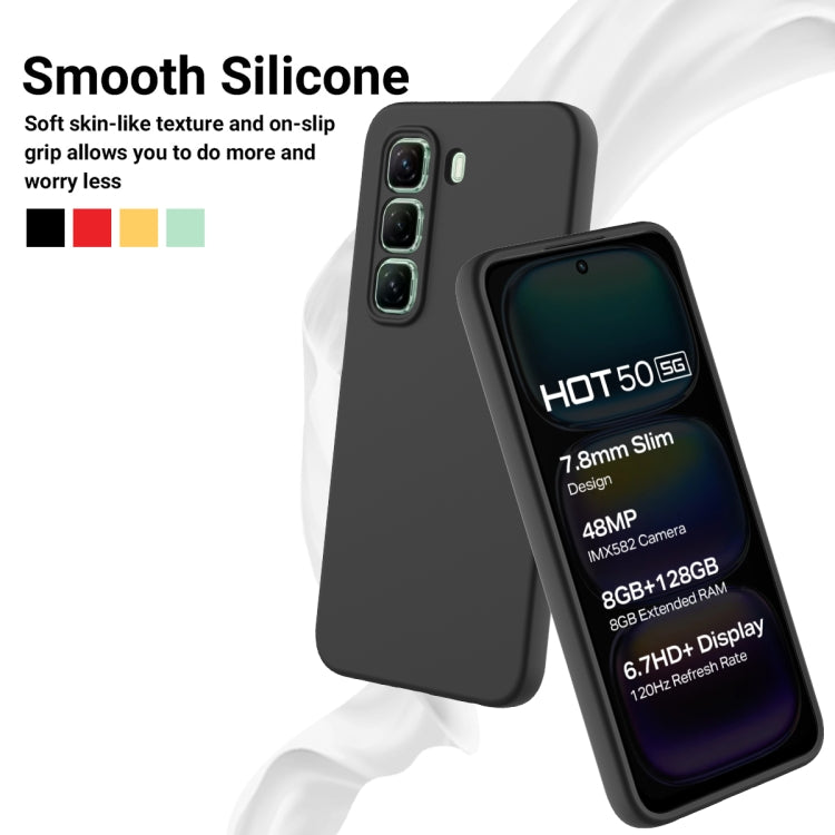For Infinix Hot 50 5G Solid Color Liquid Silicone Dropproof Full Coverage Phone Case