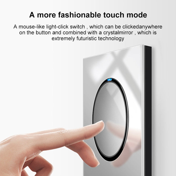 86mm Round LED Tempered Glass Switch Panel, Gray Round Glass, Style:Four Open Dual Control