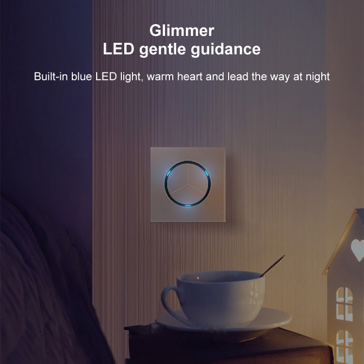 86mm Round LED Tempered Glass Switch Panel, Gray Round Glass, Style:Telephone-Computer Socket
