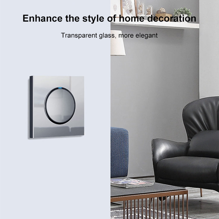 86mm Round LED Tempered Glass Switch Panel, Gray Round Glass, Style:Telephone-Computer Socket