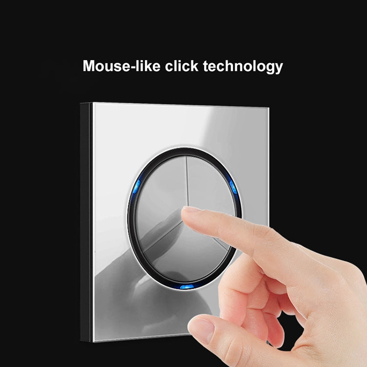 86mm Round LED Tempered Glass Switch Panel, Gray Round Glass, Style:Dual Computer Socket