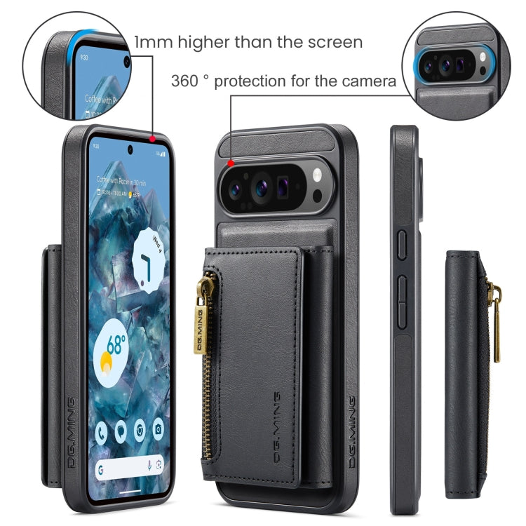 For Google Pixel 9 Pro XL DG.MING M5 Series Zip RFID Multi Card Detachable Leather Phone Case