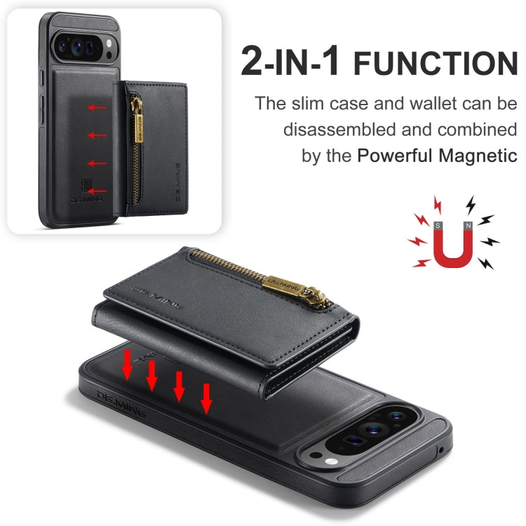 For Google Pixel 9 Pro XL DG.MING M5 Series Zip RFID Multi Card Detachable Leather Phone Case