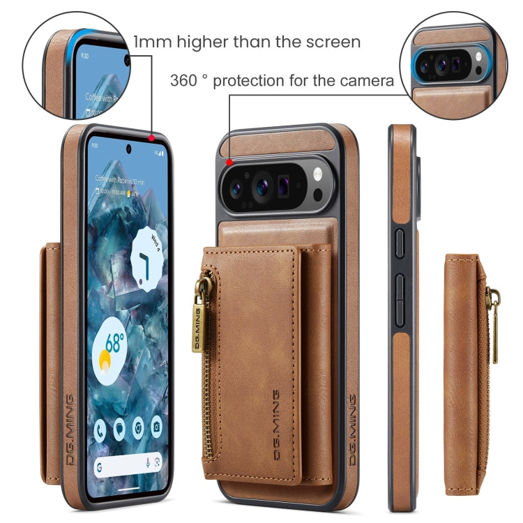 For Google Pixel 9 Pro XL DG.MING M5 Series Zip RFID Multi Card Detachable Leather Phone Case
