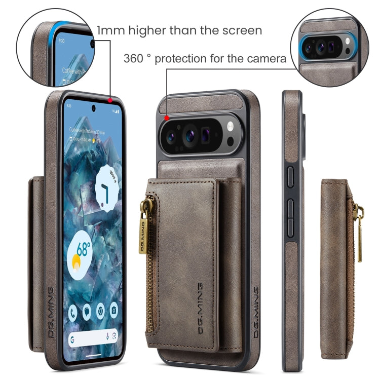 For Google Pixel 9 Pro XL DG.MING M5 Series Zip RFID Multi Card Detachable Leather Phone Case