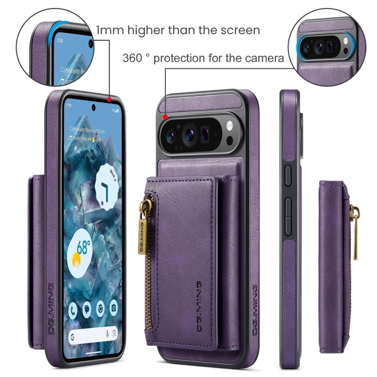 For Google Pixel 9 Pro XL DG.MING M5 Series Zip RFID Multi Card Detachable Leather Phone Case