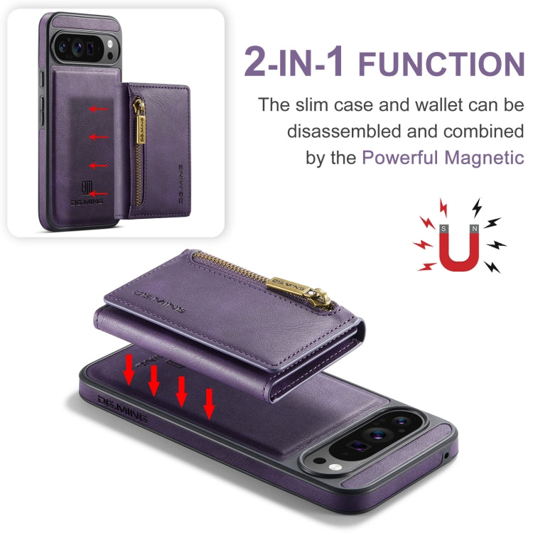For Google Pixel 9 Pro XL DG.MING M5 Series Zip RFID Multi Card Detachable Leather Phone Case