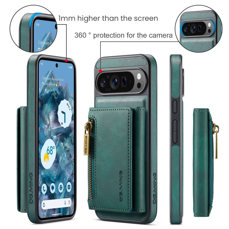 For Google Pixel 9 Pro XL DG.MING M5 Series Zip RFID Multi Card Detachable Leather Phone Case