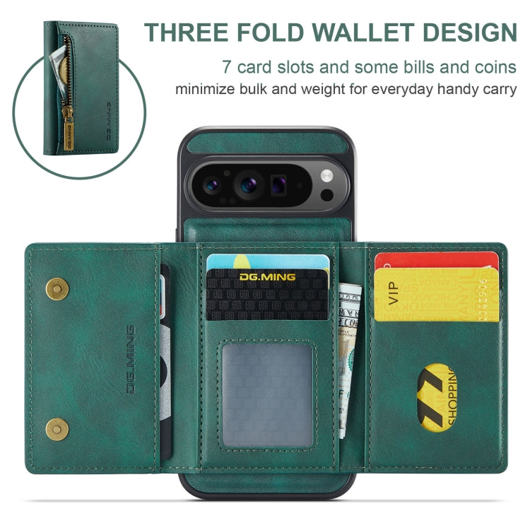 For Google Pixel 9 Pro XL DG.MING M5 Series Zip RFID Multi Card Detachable Leather Phone Case