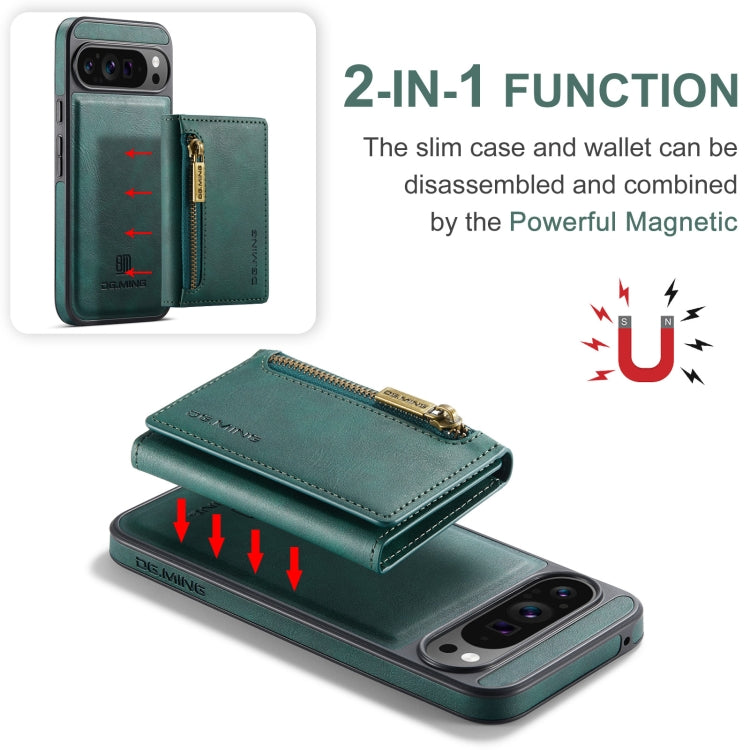 For Google Pixel 9 Pro XL DG.MING M5 Series Zip RFID Multi Card Detachable Leather Phone Case