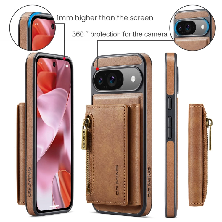 For Google Pixel 9 / 9 Pro DG.MING M5 Series Zip RFID Multi Card Detachable Leather Phone Case