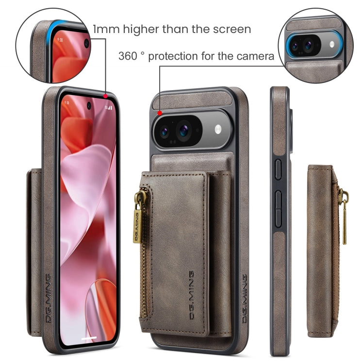 For Google Pixel 9 / 9 Pro DG.MING M5 Series Zip RFID Multi Card Detachable Leather Phone Case