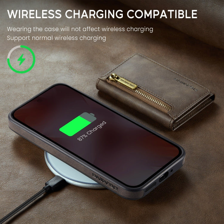 For Google Pixel 9 / 9 Pro DG.MING M5 Series Zip RFID Multi Card Detachable Leather Phone Case