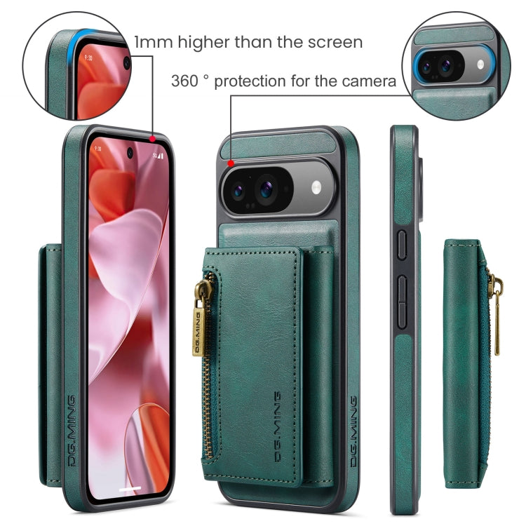 For Google Pixel 9 / 9 Pro DG.MING M5 Series Zip RFID Multi Card Detachable Leather Phone Case