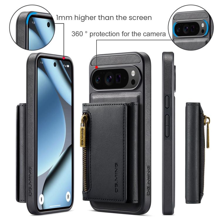 For Google Pixel 10 Pro XL DG.MING M5 Series Zip RFID Multi Card Detachable Leather Phone Case