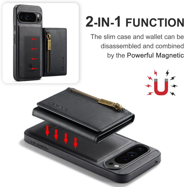 For Google Pixel 10 Pro XL DG.MING M5 Series Zip RFID Multi Card Detachable Leather Phone Case