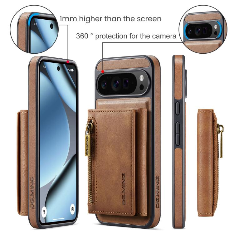 For Google Pixel 10 Pro XL DG.MING M5 Series Zip RFID Multi Card Detachable Leather Phone Case