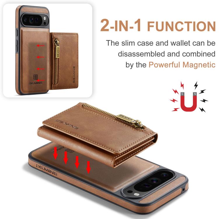 For Google Pixel 10 Pro XL DG.MING M5 Series Zip RFID Multi Card Detachable Leather Phone Case