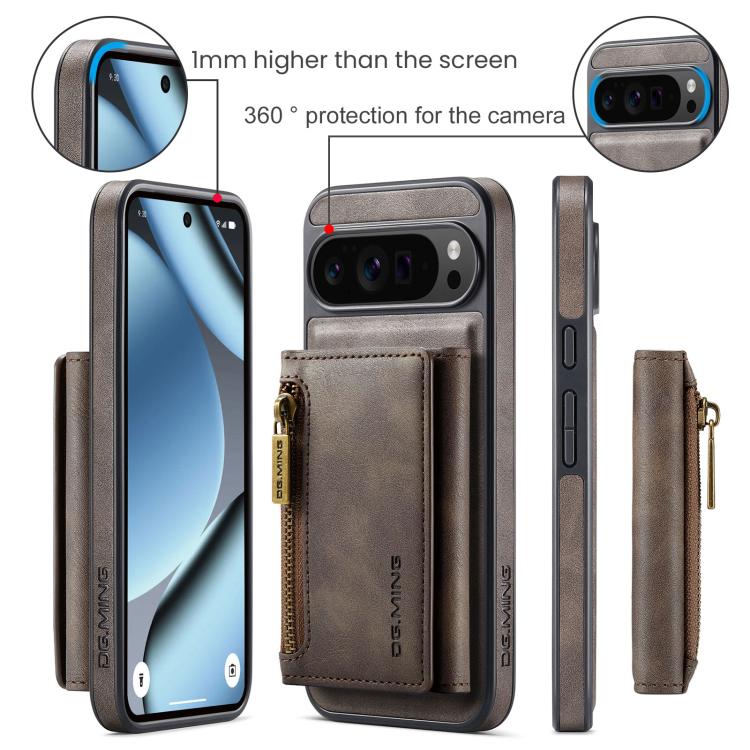For Google Pixel 10 Pro XL DG.MING M5 Series Zip RFID Multi Card Detachable Leather Phone Case