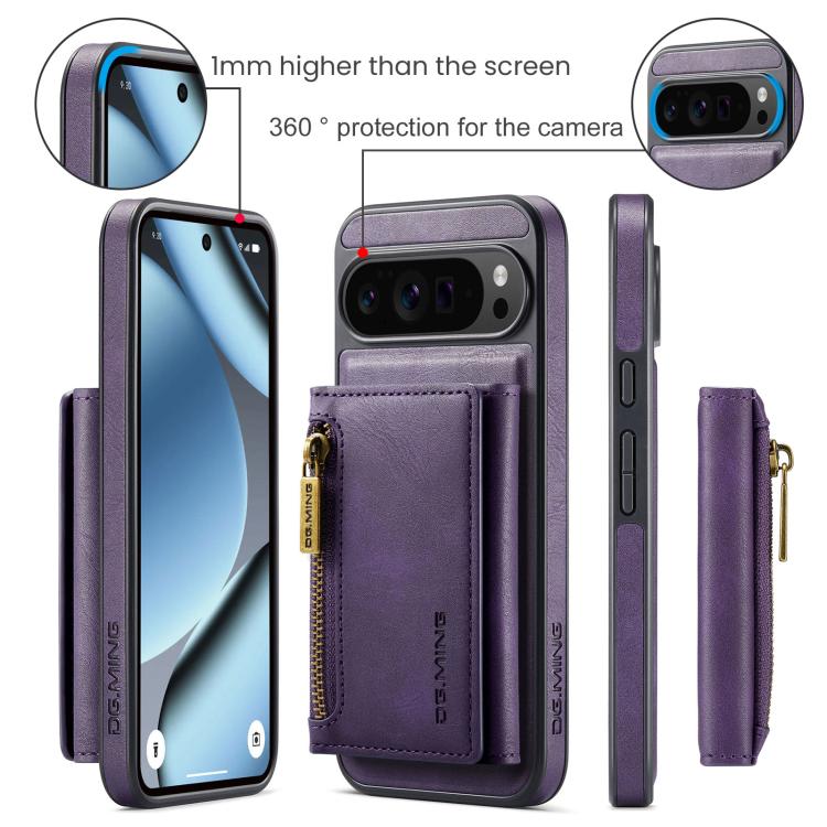For Google Pixel 10 Pro XL DG.MING M5 Series Zip RFID Multi Card Detachable Leather Phone Case