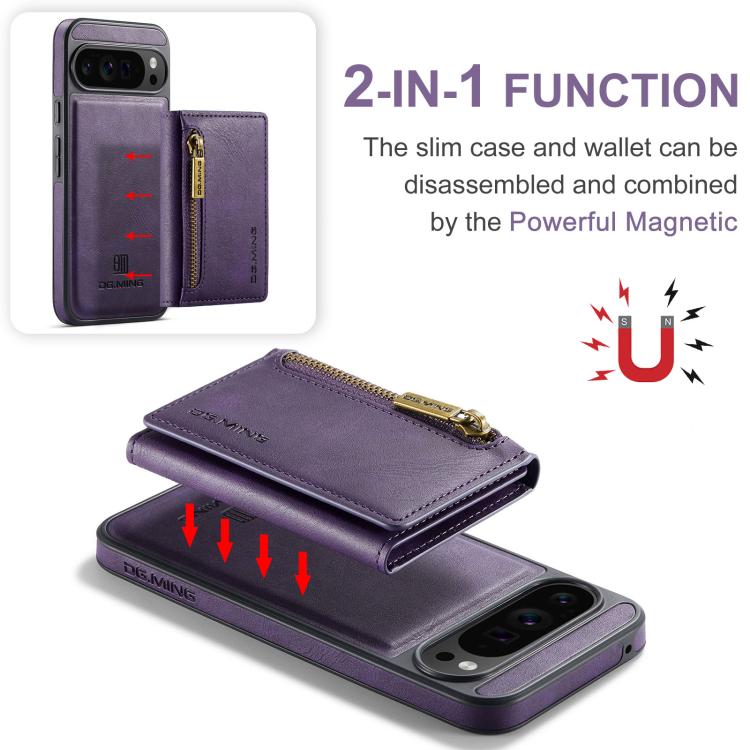For Google Pixel 10 Pro XL DG.MING M5 Series Zip RFID Multi Card Detachable Leather Phone Case