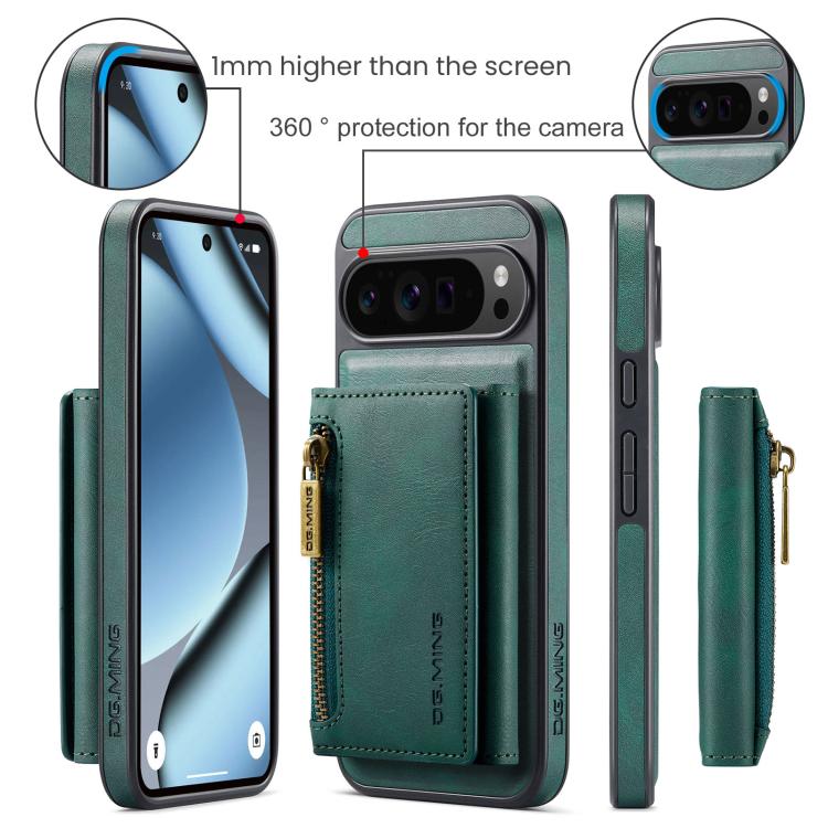 For Google Pixel 10 Pro XL DG.MING M5 Series Zip RFID Multi Card Detachable Leather Phone Case