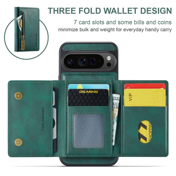 For Google Pixel 10 Pro XL DG.MING M5 Series Zip RFID Multi Card Detachable Leather Phone Case