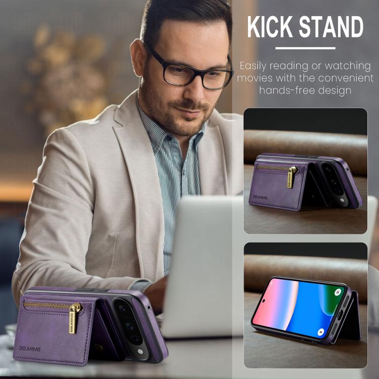 For Google Pixel 10 / Pixel 10 Pro DG.MING M5 Series Zip RFID Multi Card Detachable Leather Phone Case
