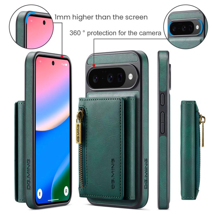 For Google Pixel 10 / Pixel 10 Pro DG.MING M5 Series Zip RFID Multi Card Detachable Leather Phone Case