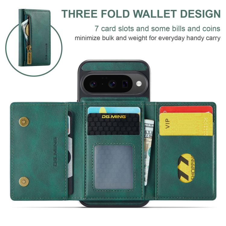 For Google Pixel 10 / Pixel 10 Pro DG.MING M5 Series Zip RFID Multi Card Detachable Leather Phone Case