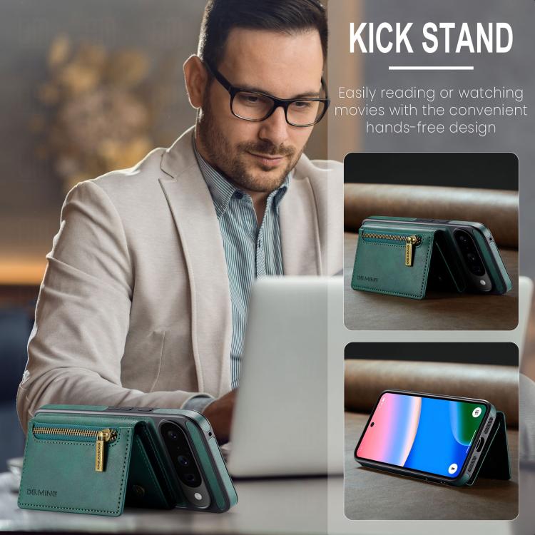 For Google Pixel 10 / Pixel 10 Pro DG.MING M5 Series Zip RFID Multi Card Detachable Leather Phone Case