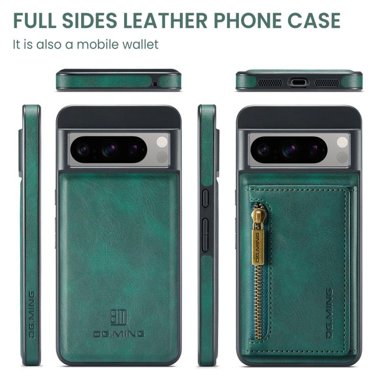 For Google Pixel 8 DG.MING M5 Series Zip RFID Multi Card Detachable Leather Phone Case