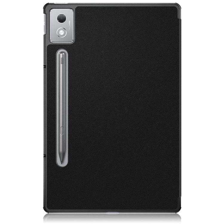 For Lenovo Tab P12 12.7 2025 Custer Texture 3-Fold Holder Leather Smart Tablet Case