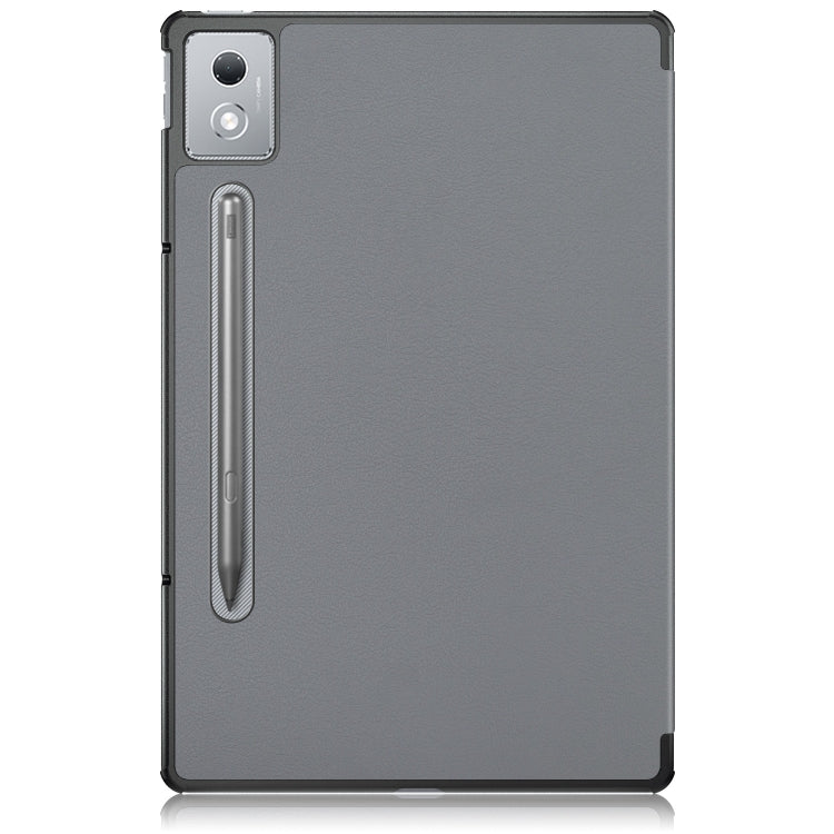 For Lenovo Tab P12 12.7 2025 Custer Texture 3-Fold Holder Leather Smart Tablet Case
