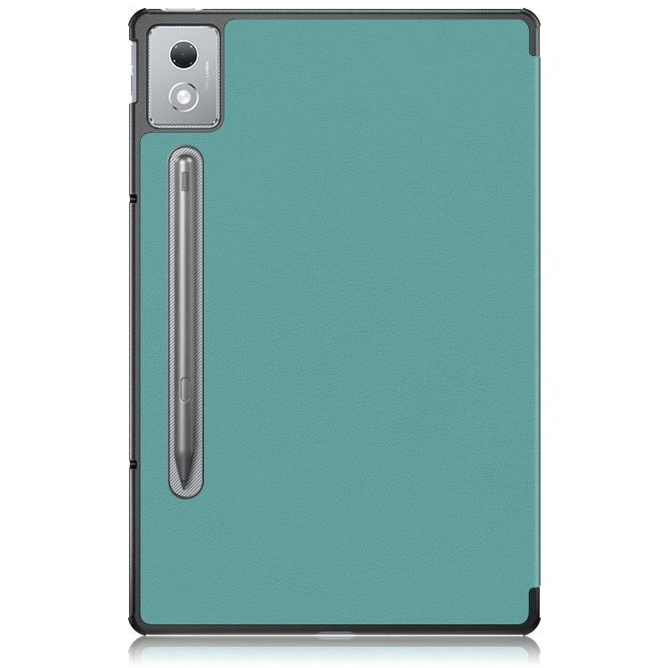 For Lenovo Tab P12 12.7 2025 Custer Texture 3-Fold Holder Leather Smart Tablet Case