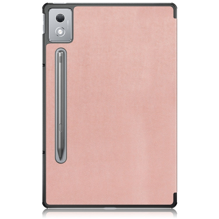 For Lenovo Tab P12 12.7 2025 Custer Texture 3-Fold Holder Leather Smart Tablet Case