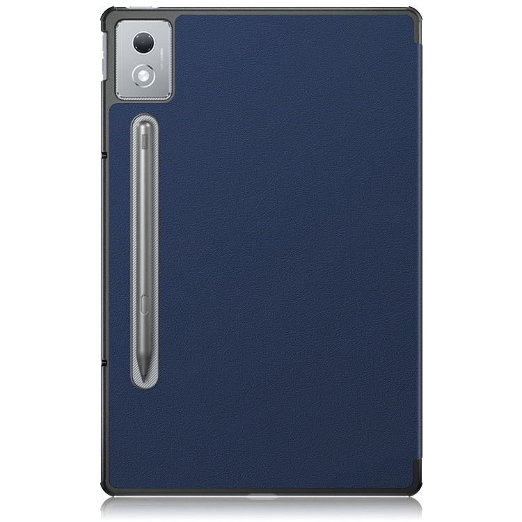 For Lenovo Tab P12 12.7 2025 Custer Texture 3-Fold Holder Leather Smart Tablet Case